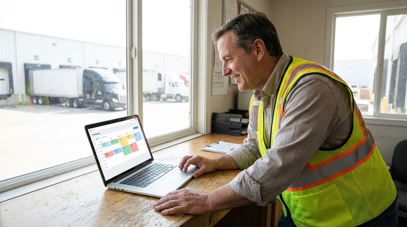 Live dock board showing active unloads and door status